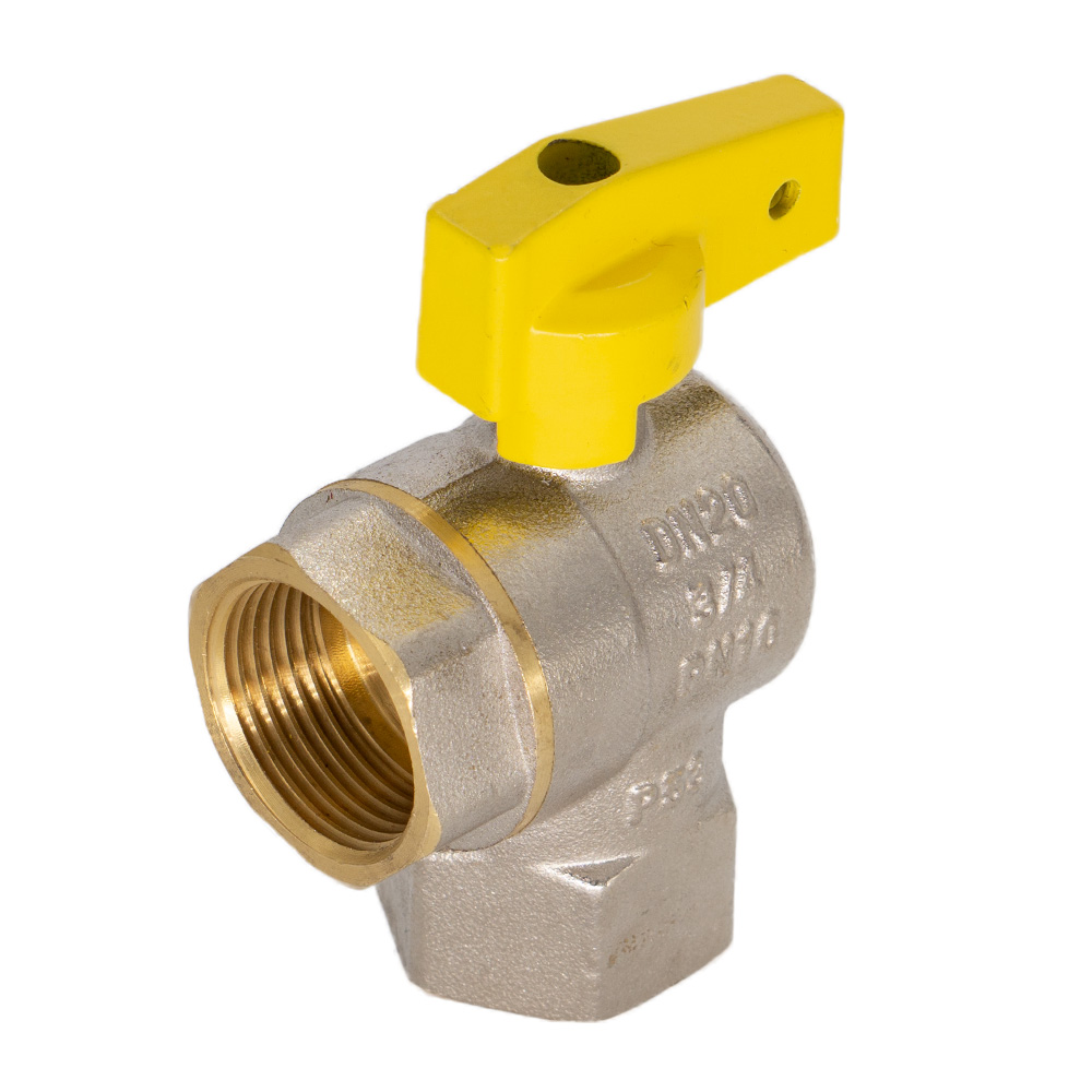 Кран шар. для газа угловой 3/4" г/г бабочка CTM ГАЗ