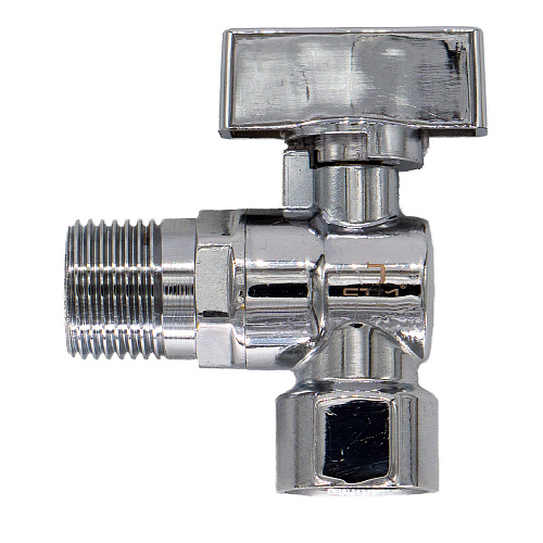Кран шаровой для бытовых приборов угл. 1/2"х1/2" г/ш удлин.резьба с отражат. бабочка, хромированный СТМ