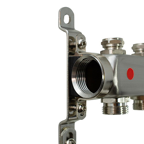 Коллекторная группа ONDO нерж сталь 9 вых. в сборе  с термостатическими и запорными клапанами