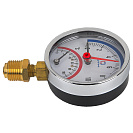 Термо-манометр радиального подключения 1/4" c переходником на 1/2'',  измерение до 10 бар,  до +120°С_3