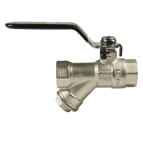 Кран шаровой 1/2" с фильтром рычаг, никель, ONDO Кран шаровой 1/2" с фильтром рычаг, никель, ONDO