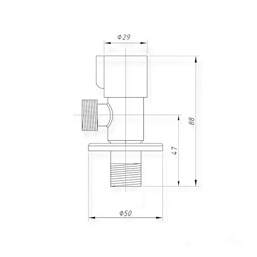 Кран для бытовых приборов угл. 1/2"х3/4" ш/ш с отражат. нерж. сталь СТМ Кран для бытовых приборов угл. 1/2"х3/4" ш/ш с отражат. нерж. сталь СТМ