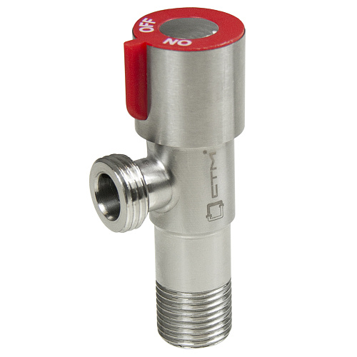 Кран для бытовых приборов угл. 1/2"х1/2" ш/ш с отражат. нерж. сталь СТМ