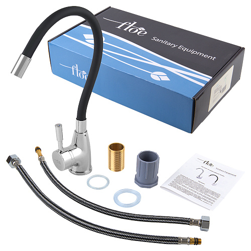 Смеситель FLOE FK234-DN для кухни, 40 мм, на гайке,с бок.штыревой ручкой,с гибким черным изливом Смеситель FLOE FK234-DN для кухни, 40 мм, на гайке,с бок.штыревой ручкой,с гибким черным изливом