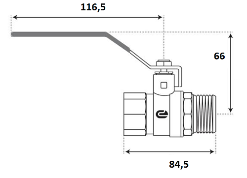 Кран шаровой для воды 1-1/4" г/ш рычаг, никель, ONDO Кран шаровой для воды 1-1/4" г/ш рычаг, никель, ONDO