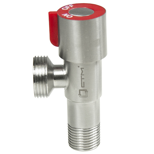 Кран для бытовых приборов угл. 1/2"х3/4" ш/ш с отражат. нерж. сталь СТМ Кран для бытовых приборов угл. 1/2"х3/4" ш/ш с отражат. нерж. сталь СТМ