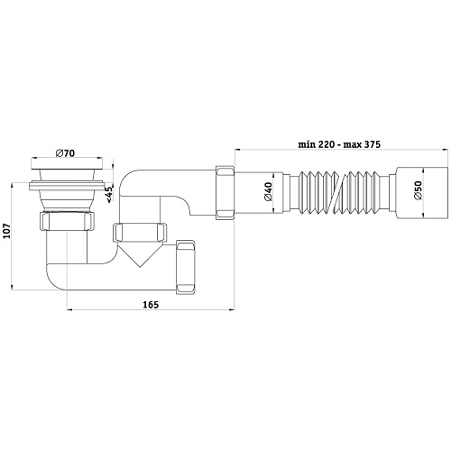Сифон Ани д/душ. поддона, регулируемый 1 1/2*40 с г/т 40*50