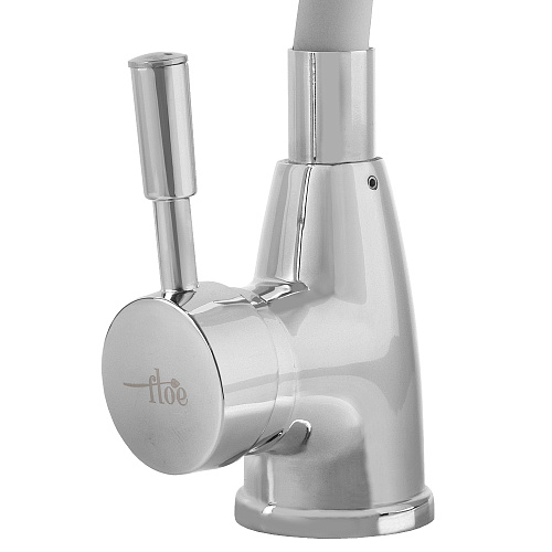 Смеситель FLOE FK234-DW для кухни, 40 мм, на гайке,с бок.штыревой ручкой,с гибким белым изливом Смеситель FLOE FK234-DW для кухни, 40 мм, на гайке,с бок.штыревой ручкой,с гибким белым изливом