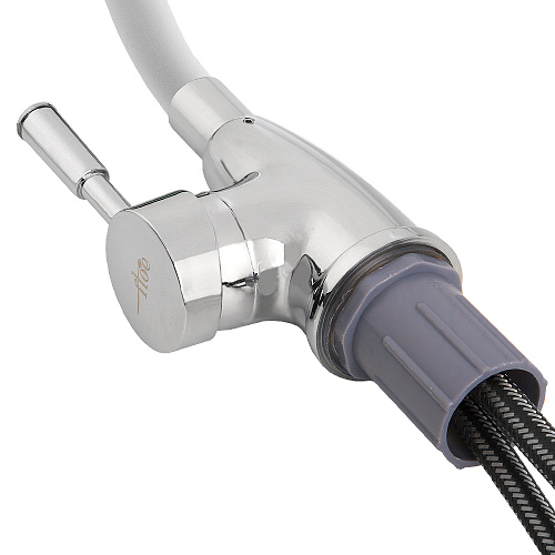 Смеситель FLOE FK234-DW для кухни, 40 мм, на гайке,с бок.штыревой ручкой,с гибким белым изливом Смеситель FLOE FK234-DW для кухни, 40 мм, на гайке,с бок.штыревой ручкой,с гибким белым изливом