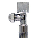 Кран шаровой угл. 1/2"х3/8" ш/ш с цангой и отражат. бабочка,  хромированный СТМ_3