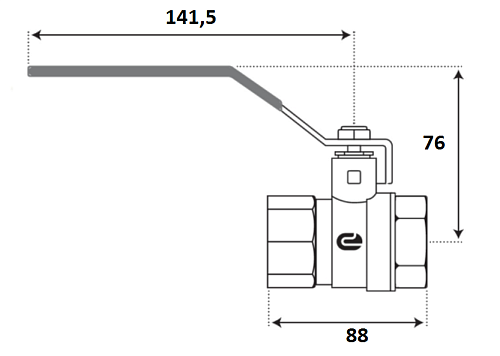 Кран шаровой для воды 1-1/2" г/г рычаг, никель, ONDO Кран шаровой для воды 1-1/2" г/г рычаг, никель, ONDO