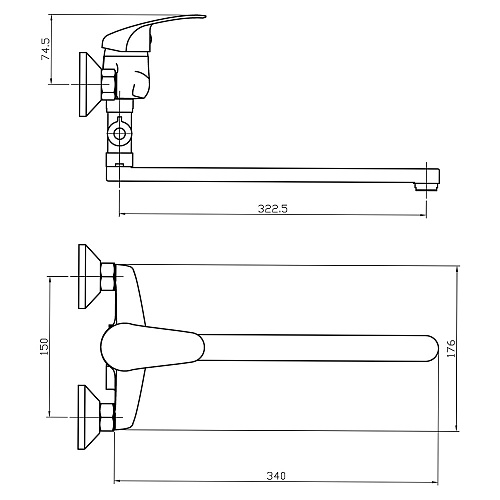 Смеситель ROEGEN RC110B для ванны, 40 мм