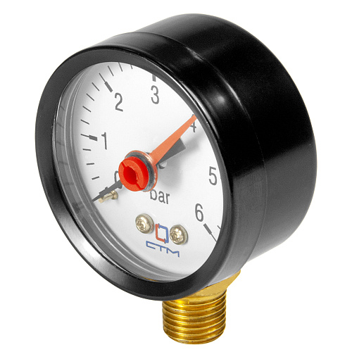 Манометр радиального подключения 1/4", измерение до 6 бар СТМ