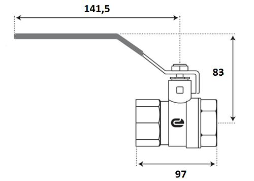 Кран шаровой для воды 2" г/г рычаг, никель, ONDO Кран шаровой для воды 2" г/г рычаг, никель, ONDO
