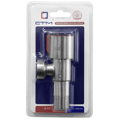 Кран для бытовых приборов угл. 1/2"х3/4" ш/ш с отражат. нерж. сталь СТМ Кран для бытовых приборов угл. 1/2"х3/4" ш/ш с отражат. нерж. сталь СТМ