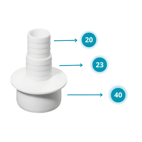Переходник для подключения сливного шланга стиральной или посудомоечной машины 20х23х40, белый