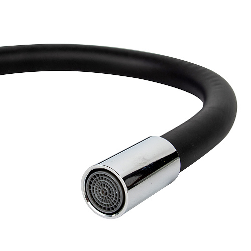 Смеситель ROEGEN RG014N для кухни, 40 мм, на гайке, с боковой металлической ручкой, с гибким черным Смеситель ROEGEN RG014N для кухни, 40 мм, на гайке, с боковой металлической ручкой, с гибким черным