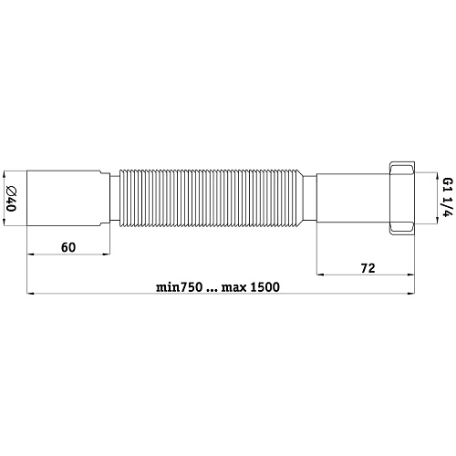 Гибкая труба  1 1/4"*40 удлиненная