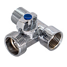 Кран шаровой для бытовых приборов 1/2"x3/4"x1/2" г/ш/ш  бабочка,  хромированный СТМ_2