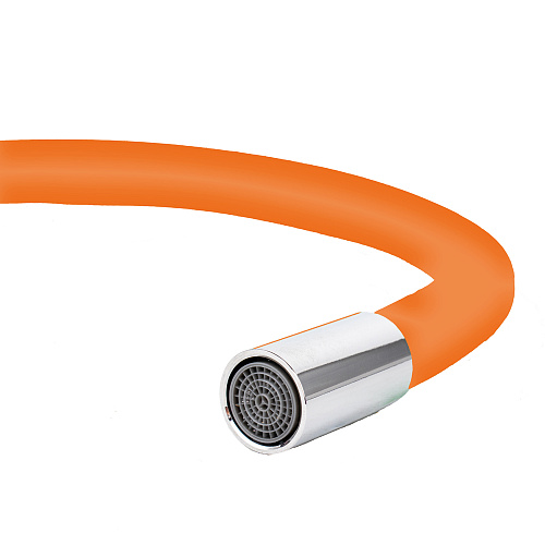 Смеситель ROEGEN RG014O для кухни, 40 мм, на гайке, с боковой металлической ручкой, с гибким оранжевыйе Смеситель ROEGEN RG014O для кухни, 40 мм, на гайке, с боковой металлической ручкой, с гибким оранжевыйе