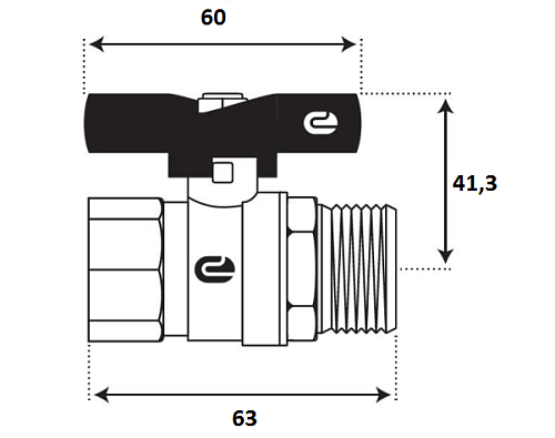 Кран шаровой для воды 3/4" г/ш бабочка, никель, ONDO
