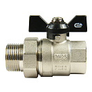 Кран шаровой для воды 1" с накидной гайкой бабочка,  никель,  ONDO_3