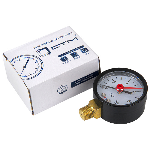Манометр радиального подключения 1/4", измерение до 10 бар СТМ Манометр радиального подключения 1/4", измерение до 10 бар СТМ