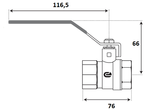 Кран шаровой для воды 1-1/4" г/г рычаг, никель, ONDO Кран шаровой для воды 1-1/4" г/г рычаг, никель, ONDO
