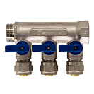 Коллектор 3 выхода 3/4"x16 с шаровыми кранами для м/п труб СТМ_1