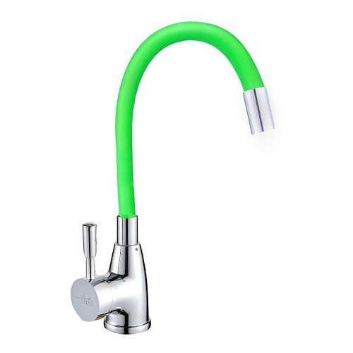 Смеситель FLOE FK234-DG для кухни, 40 мм, на гайке,с бок.штыревой ручкой,с гибким салатовым изливом Смеситель FLOE FK234-DG для кухни, 40 мм, на гайке,с бок.штыревой ручкой,с гибким салатовым изливом