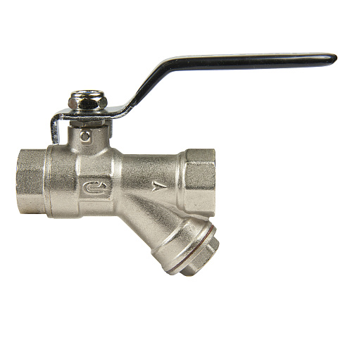 Кран шаровой 1/2" с фильтром рычаг, никель, ONDO Кран шаровой 1/2" с фильтром рычаг, никель, ONDO