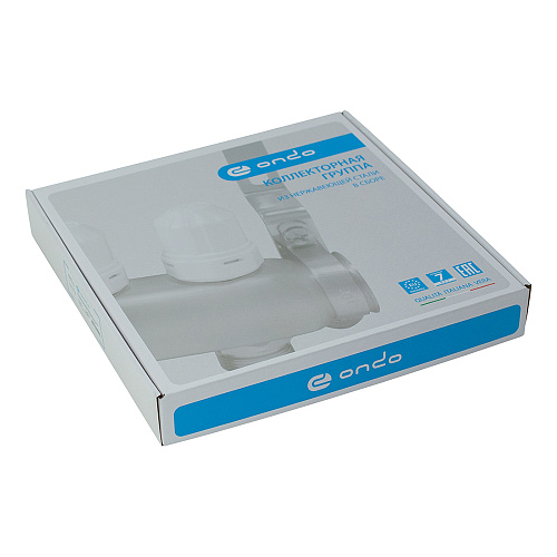 Коллекторная группа ONDO нерж сталь 2 вых. в сборе  с термостатическими и запорными клапанами