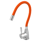 Смеситель FLOE FK234-DO для кухни,  40 мм,  на гайке, с бок.штыревой ручкой, с гибким оранжевым изливом