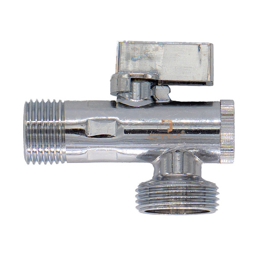 Кран шаровой для бытовых приборов угл. 1/2"х3/4" ш/ш с фильтром и отражат. бабочка, хромированный СТМ