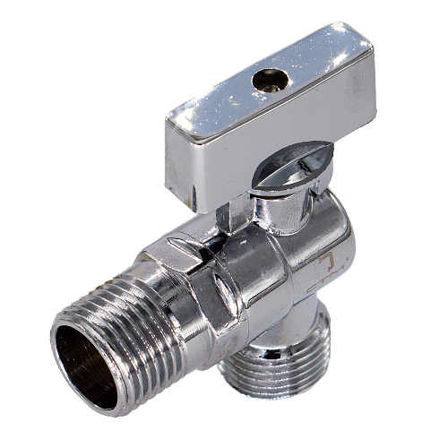 Кран шаровой для бытовых приборов угл. 1/2"х1/2" ш/ш с отражат. бабочка, хромированный СТМ