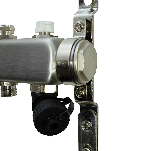 Коллекторная группа ONDO нерж сталь 5 вых. в сборе  с термостатическими и запорными клапанами