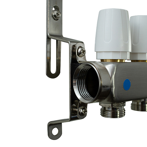 Коллекторная группа ONDO нерж сталь 4 вых. в сборе  с термостатическими и запорными клапанами