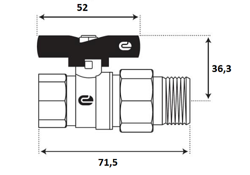 Кран шаровой для воды 1/2" с накидной гайкой бабочка, никель, ONDO