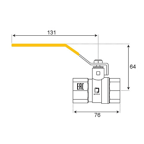 Кран шаровой для газа 1-1/4" г/г рычаг CTM ГАЗ