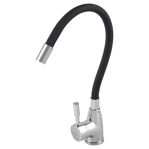 Смеситель FLOE FK234-DN для кухни, 40 мм, на гайке,с бок.штыревой ручкой,с гибким черным изливом Смеситель FLOE FK234-DN для кухни, 40 мм, на гайке,с бок.штыревой ручкой,с гибким черным изливом