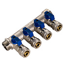 Коллектор 4 выхода 3/4"x16 с шаровыми кранами для м/п труб СТМ_2
