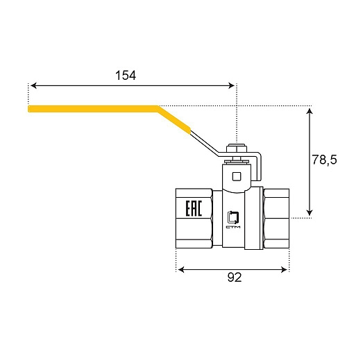 Кран шаровой для газа 2" г/г рычаг CTM ГАЗ