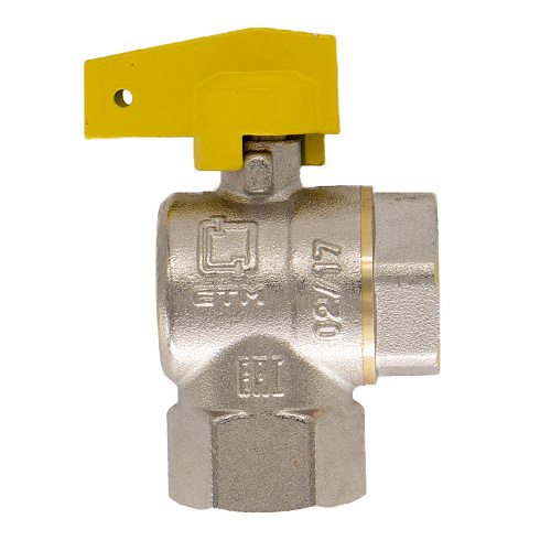 Кран шаровой для газа угловой 3/4" г/г бабочка CTM ГАЗ