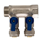 Коллектор 2 выхода 3/4"x16 с шаровыми кранами для м/п труб СТМ_1