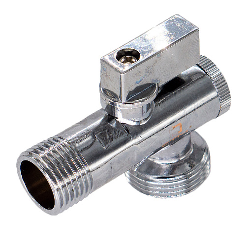 Кран шаровой для бытовых приборов угл. 1/2"х3/4" ш/ш с фильтром и отражат. бабочка, хромированный СТМ