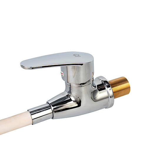 Смеситель ROEGEN RG014W для кухни, 40 мм, на гайке, с боковой металлической ручкой, с гибким белым Смеситель ROEGEN RG014W для кухни, 40 мм, на гайке, с боковой металлической ручкой, с гибким белым