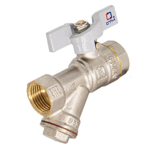 Кран шаровой 1/2" с фильтром бабочка CTM СТАНДАРТ Кран шаровой 1/2" с фильтром бабочка CTM СТАНДАРТ