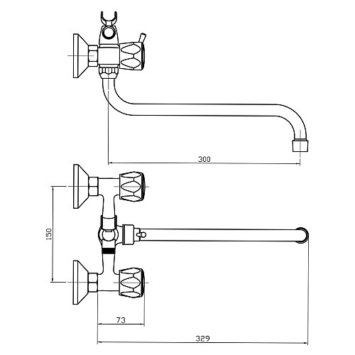 Смеситель ROEGEN RR120A для ванны, 1/2" м/к Смеситель ROEGEN RR120A для ванны, 1/2" м/к