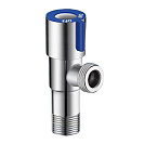 Кран д/быт. прибор. угл. 1/2"х1/2" ш/ш с отражат. нерж.сталь,  синий СТМ