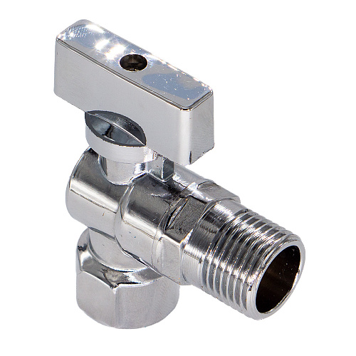 Кран шаровой для бытовых приборов угл. 1/2"х1/2" г/ш удлин.резьба с отражат. бабочка, хромированный СТМ